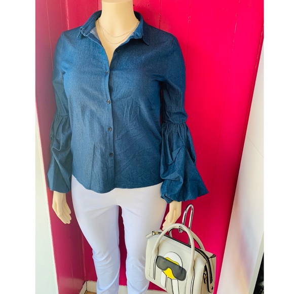 Tops - Women’s Plus Denim Button Up Blouse
